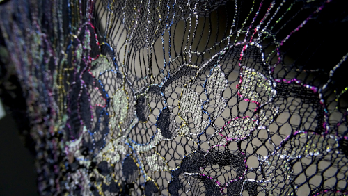 black embroidery lace with colorful threads